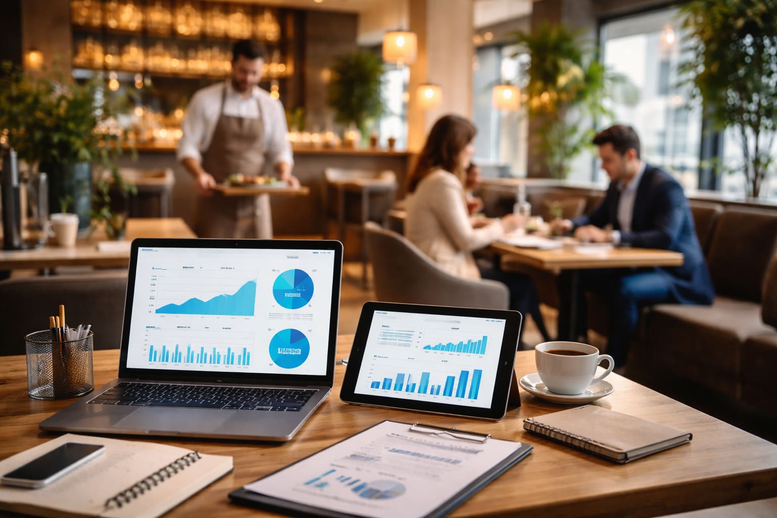Negocio de hostelería y restauración con enfoque en branding y estrategia de marketing digital en un entorno profesional.