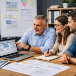 Equipo profesional de una entidad del sector público y asociaciones trabajando el diseño web y la estrategia de marketing digital en una oficina.