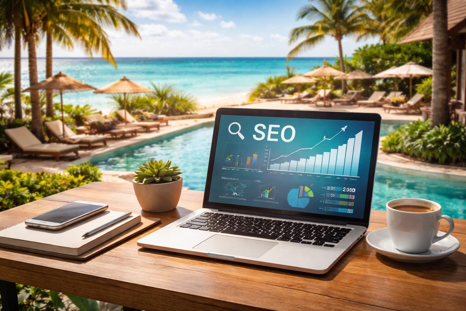 Estrategia de SEO para negocio de alojamiento turístico con enfoque en visibilidad digital y captación online.