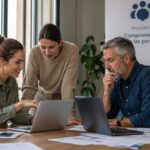 Profesionales del sector público y asociaciones trabajando una estrategia de email marketing en un entorno institucional y digital