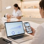 Equipo de clínica de medicina estética y salud privada trabajando su estrategia de social media y reputación de marca en entorno digital