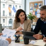 Profesionales del sector público y asociativo analizando una estrategia de social media y reputación de marca en un entorno de trabajo digital